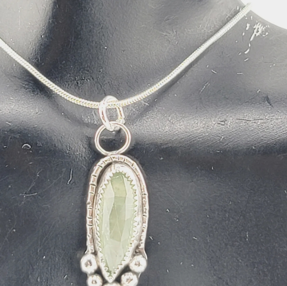KYANITE HANDMADE PENDANT W/ SNAKE CHAIN ALL IN .925 STERLING SILVER 18" LENGTH - Picture 3 of 5